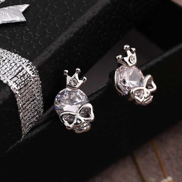 Mini Skeleton Rhinestone Earrings Studs
